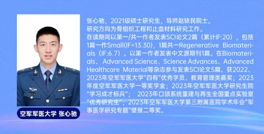 张心驰，获「全国口腔医学优秀研究生创新论坛」，获硕士研究生组二等奖