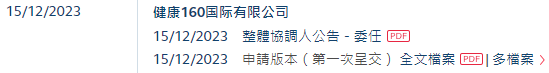 健康160，递交招股书，拟香港上市，申万宏源、清科联席保荐