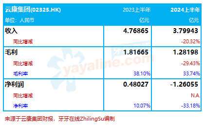 云康集团：2024上半年收入减两成至3.8亿，录得盈转亏｜医疗服务企业.财务数据